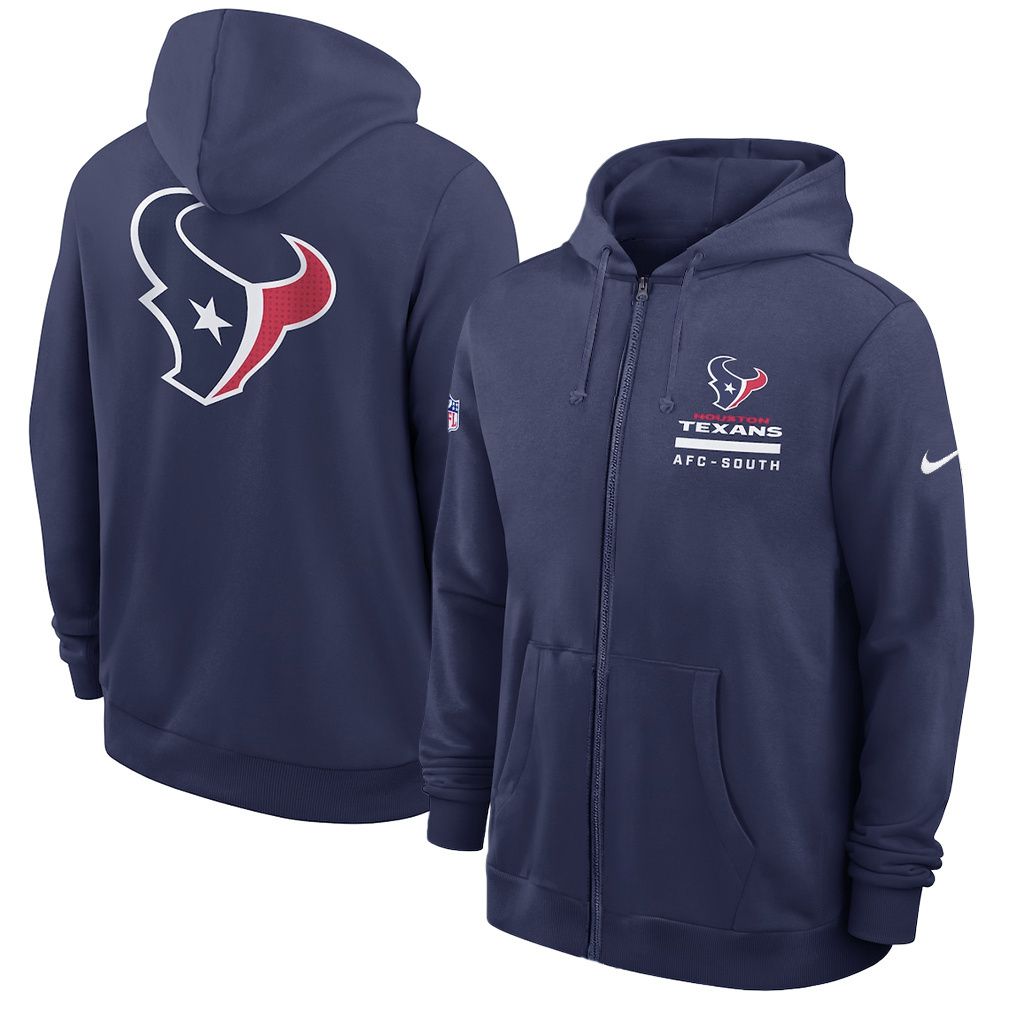 Men 2026 NFL Houston Texans zip-up hoodie Blue 01->houston texans->NFL Jersey